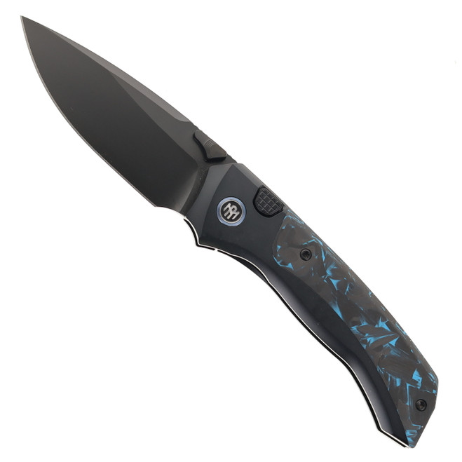 Remette RT-Steed Folding Knife Blue Carbon Fiber & Black Titanium Handle DLC M390 Blade RTWS-BL