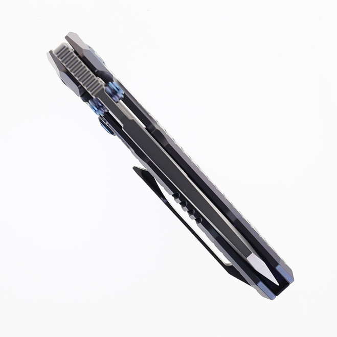 Remette RT-Cool Leopard Folding Knife Blue Titanium Handle M390