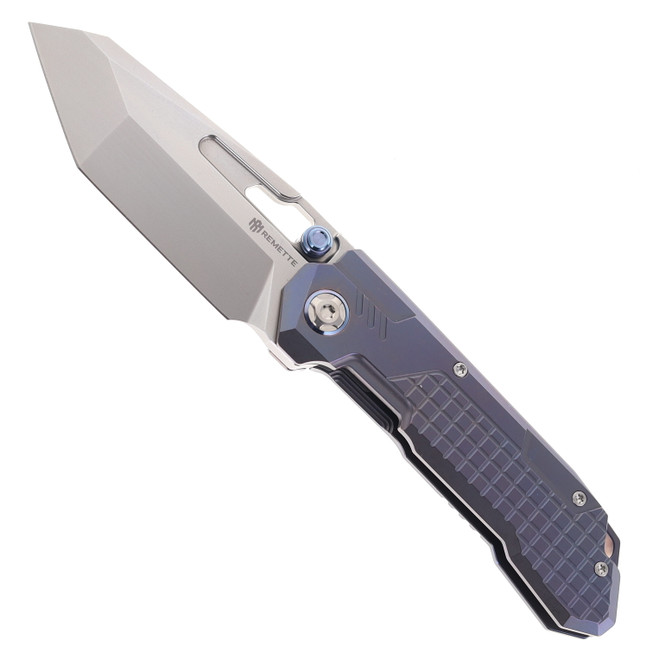 Remette RT-Cool Leopard Folding Knife Blue Titanium Handle M390 Blade RTKS-L