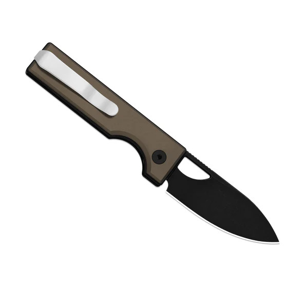 Kizer Little Ringbo Folding Knife Brown Aluminum Handle AEB-L Drop