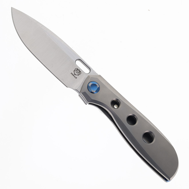 Poikilo Gecko WS3 Folding Knife Gray Titanium Handle M398 Plain Edge Satin Finish
