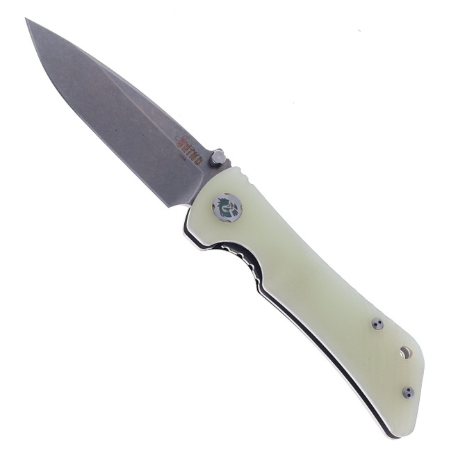 Southern Grind Spider Monkey Folding Knife Jade Titanium Handle S35VN Drop Point Plain Edge Stonewash Finish SG6030004