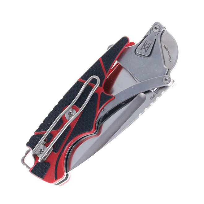 Midgards Nano Valhalla Folding Knife Black/Red G10 Handle Hybrid
