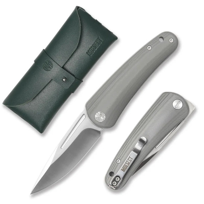 Molsect Orbit Folding Knife Grey G10 Handle 14C28N Drop Point Plain Edge Satin Finish M1066G