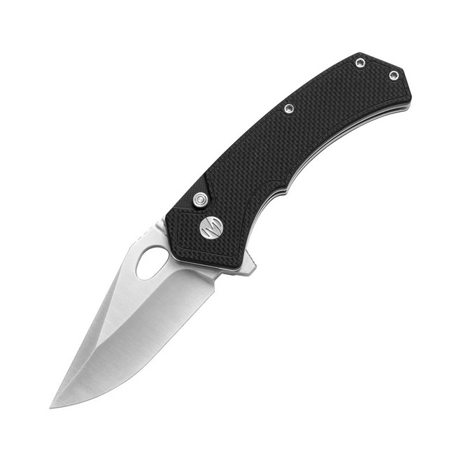 Molsect Croc Folding Knife Black G10 Handle 14C28N Clip Point Plain Edge Satin Finish M1216B