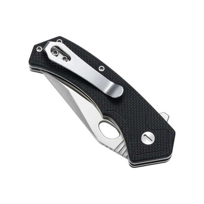 Molsect Croc Folding Knife Black G10 Handle 14C28N Clip Point