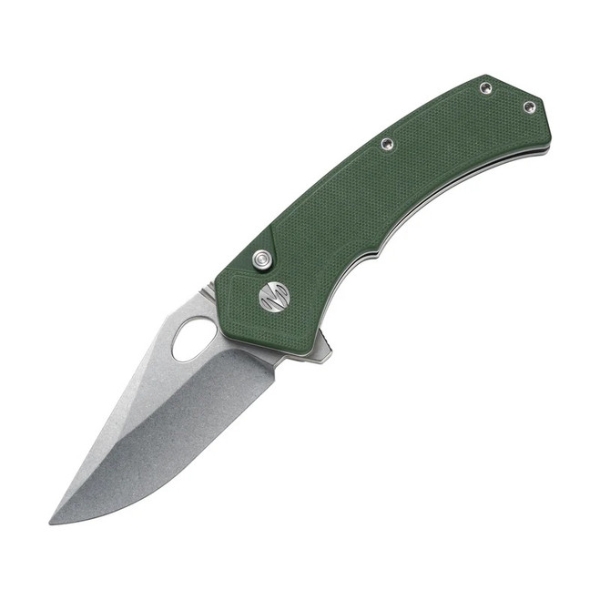 Molsect Croc Folding Knife OD Green G10 Handle 14C28N Clip Point Plain Edge Stonewash Finish M1216OD
