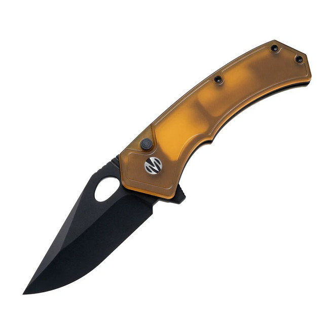 Molsect Croc Folding Knife Ultem/PEI Handle 14C28N Clip Point Plain Edge Black PVD Finish M1216P