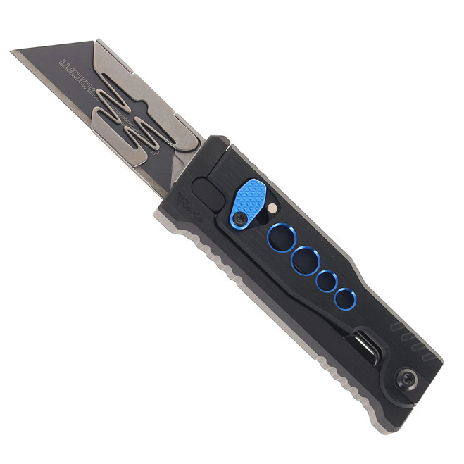 Reate Exo-U Utility Knife Black Aluminum Handle with Blue Speed Hole