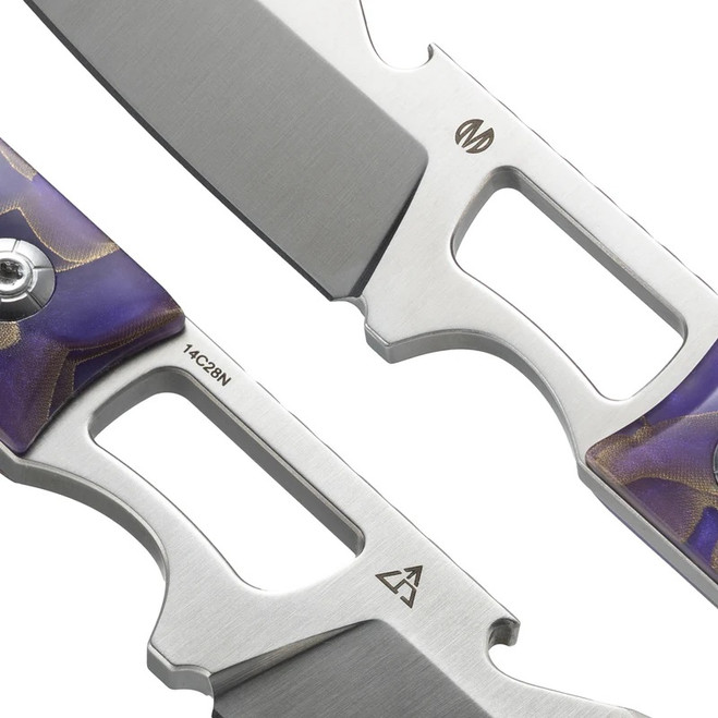 ななし　紫コンプ Molsect NOIZ Fixed Blade Knife Purple Copper Foil Resin Handle