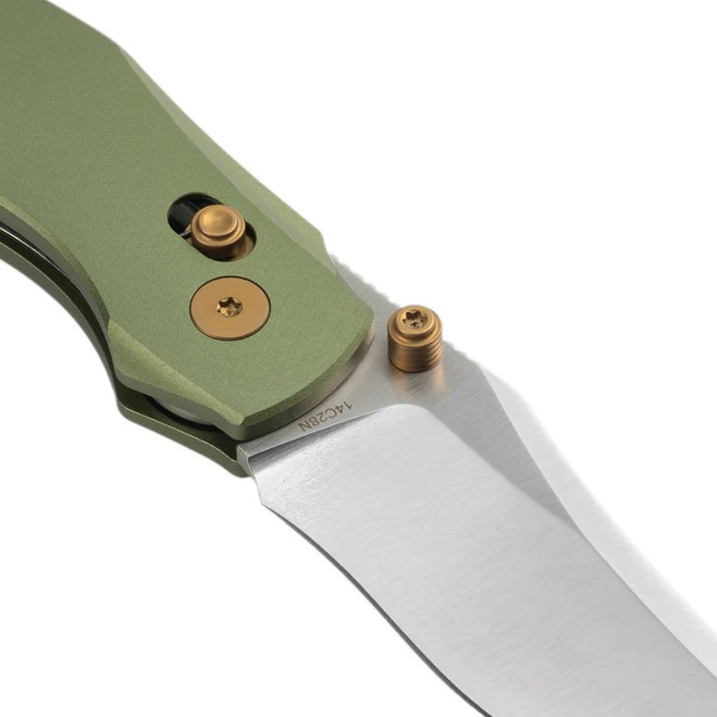 Molsect Shuttle Folding Knife Green Aluminum Handle 14C28N Clip