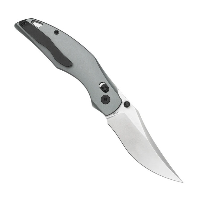 Molsect Shuttle Folding Knife Grey Aluminum Handle 14C28N Clip