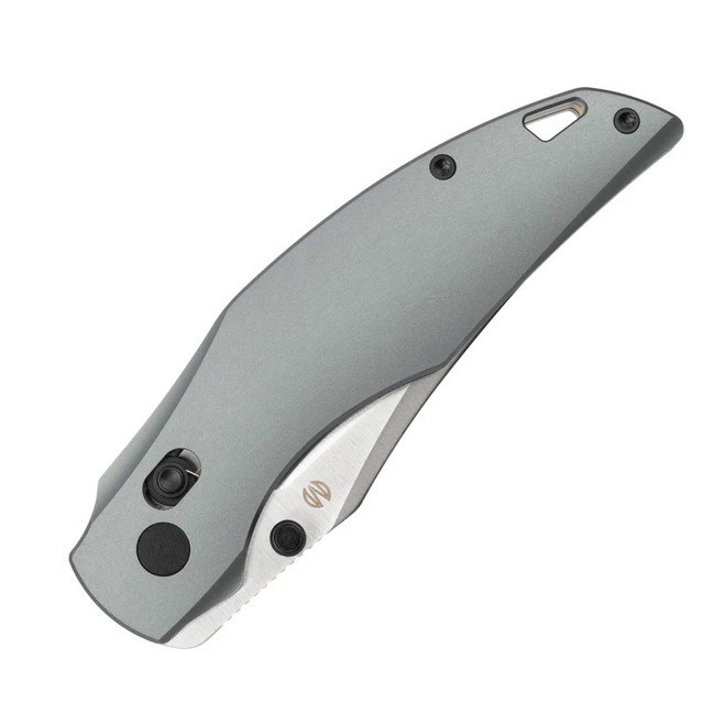 Molsect Shuttle Folding Knife Grey Aluminum Handle 14C28N Clip