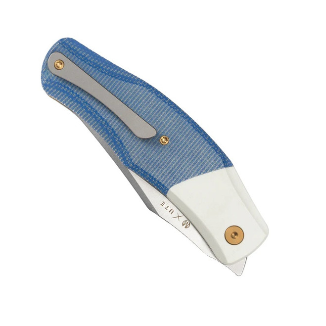 Molsect OldFashioned Folding Knife Blue Micarta/White G10 Handle
