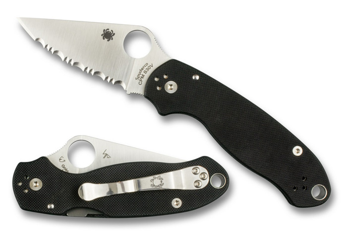 Spyderco Para 3 Folding Knife Black G10 Handle Serrated CPM S30V Stainless Edge Paramilitary C223GS