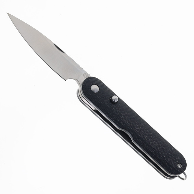 Rapax Kiki Folding Knife Black Micarta Handle VG-10 Drop Point Plain Edge Satin Finish MK001-1BK