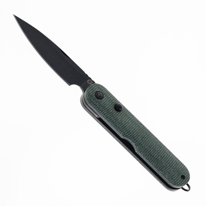 Rapax Kiki Folding Knife Olive Green Micarta Handle VG-10 Drop Point Plain Edge Black Stonewash Finish MK001-1GN
