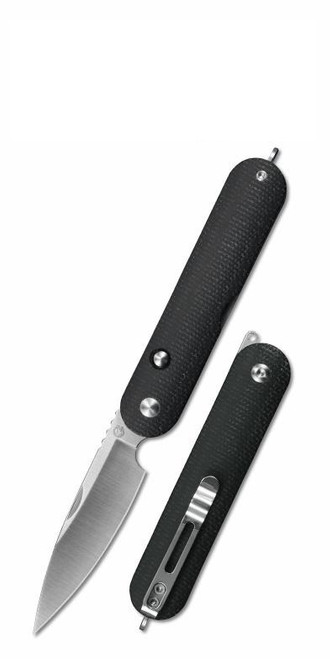 KB Interflow Folding Knife Flame Ano/Frag Handle M390 Tanto Point Plain Edge Belt Satin Finish KB294D