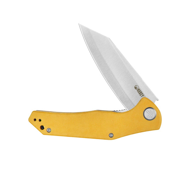 Kubey Flash Folding Knife Yellow G10 Handle San Mai M2 Reverse