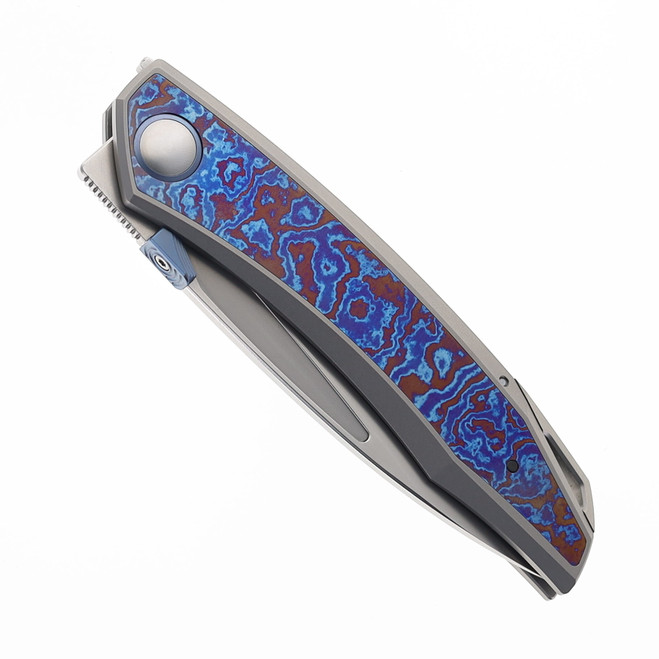 Venom Montesa Folding Knife M390 Plain Edge Blade Timascus