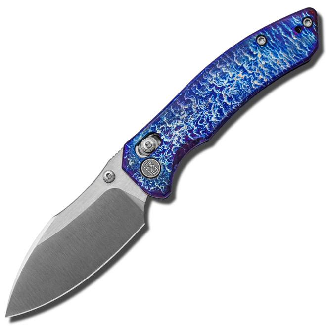 Miguron knives Norsa Folding Knife Lightning Strike Blue Titanium Handle Elmax Blade MGR634ARB