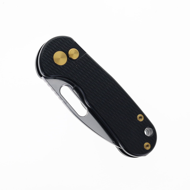 SixLeaf Mini Folding Knife Black Titanium Handle 14C28N Plain Edge