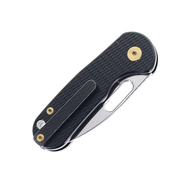 SixLeaf Mini Folding Knife Black Titanium Handle 14C28N Plain Edge