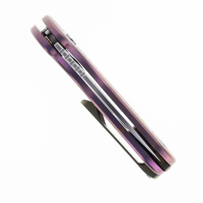 SixLeaf Mini Folding Knife Purple Titanium Handle 14C28N Plain