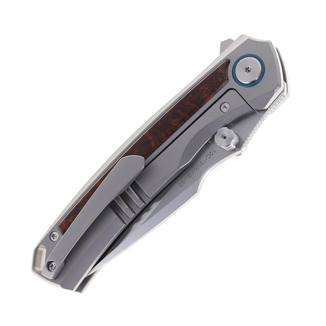SixLeaf Folding Knife Titanium/Snake Patterned Wood Handle