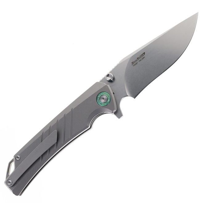 TwoSun Wong Folding Knife Titanium Handle Drop Point 14c29n