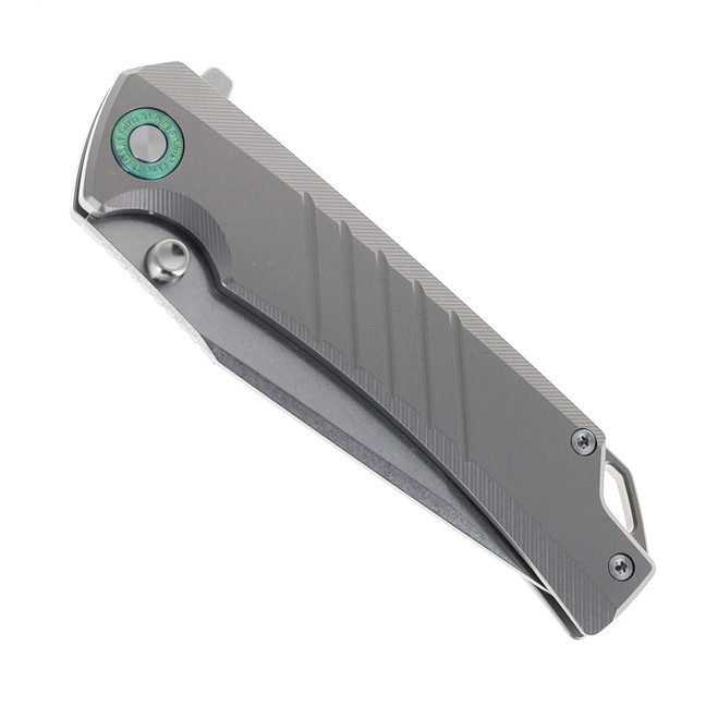 T.S TwoSun Wong Folding Knife Titanium Handle Tanto 14c29n Stonewashed