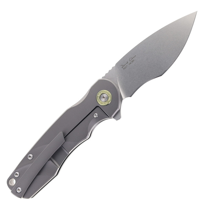 TwoSun Folding Knife Black Titanium Handle Stonewashed 14c28n