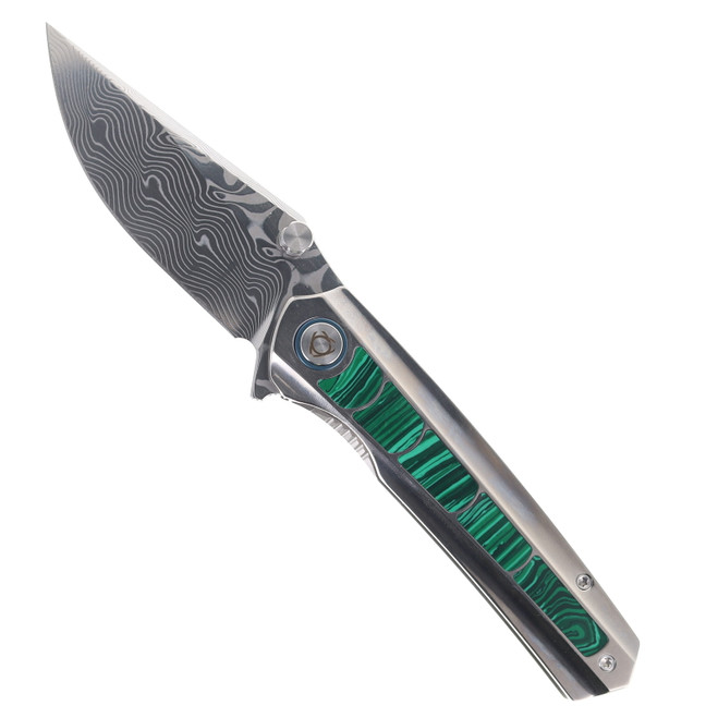 SixLeaf Folding Knife Turquoise Titanium Handle RWL34/PMC27 Plain Edge SL-95-Turquoise