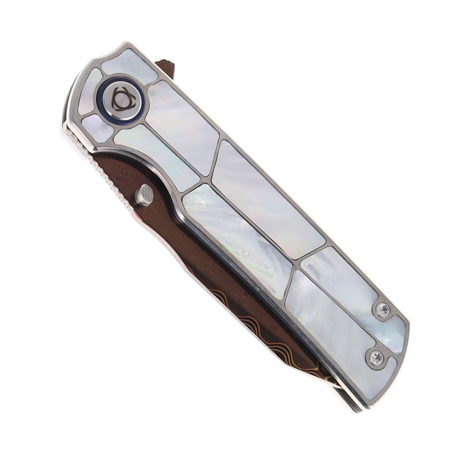 SixLeaf Folding Knife Titanium/Mother of Pearl Handle Dragon Scale