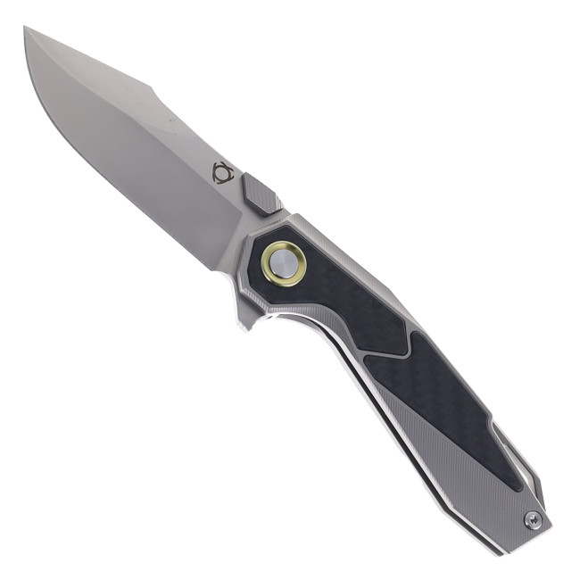 SixLeaf Folding Knife Titanium/Carbon Fiber Handle M390 Plain Edge SL-98-CF