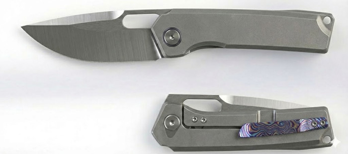 (Pre-Order Arrives in June) Vanguard Breaker Integral Pocket Knife Gray Titanium Handle Satin Vanax Blade