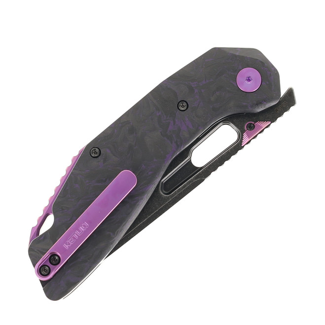 Ketuo Yakuza Folding Knife Purple Carbon Fiber Handle 154CM Plain