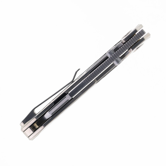 TacKnives Intruder Folding Knife Polished Titanium Handle Belt