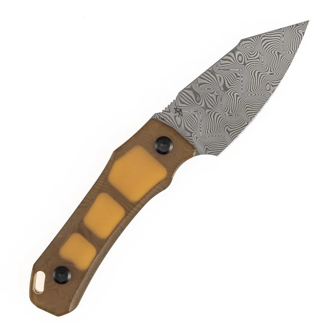 専用2 Tenable Loki Fixed Blade Knife Amber PEI/Ultem Handle Damascus