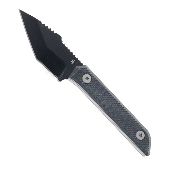 TacKnives Mini Marlin Fixed Blade Knife Black Micarta Handle 14C28N Plain Edge Black PVD Finish