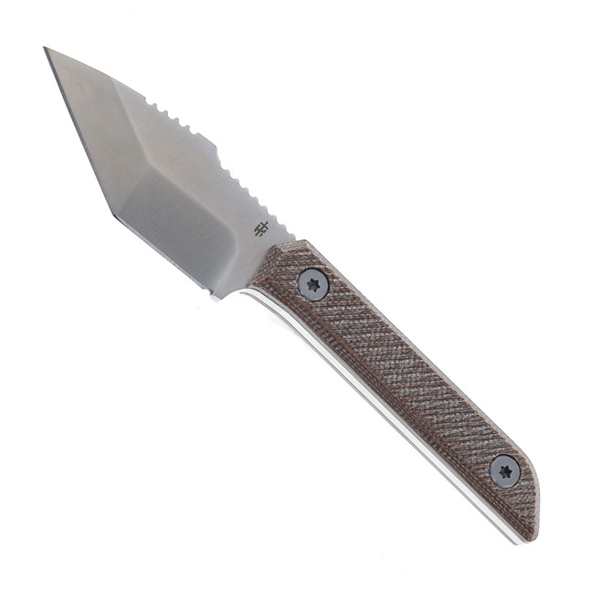 TacKnives Mini Marlin Fixed Blade Knife Brown Micarta Handle 14C28N Plain Edge Satin Finish
