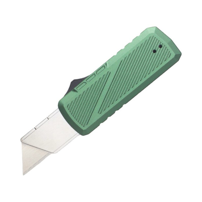 TacKnives Zipper OTF Automatic Utility Knife Green Aluminum Handle SK5 Razor Blade Plain Edge