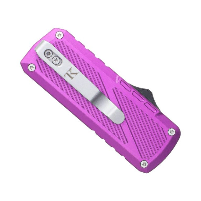 TacKnives Zipper OTF Automatic Utility Knife Purple Aluminum