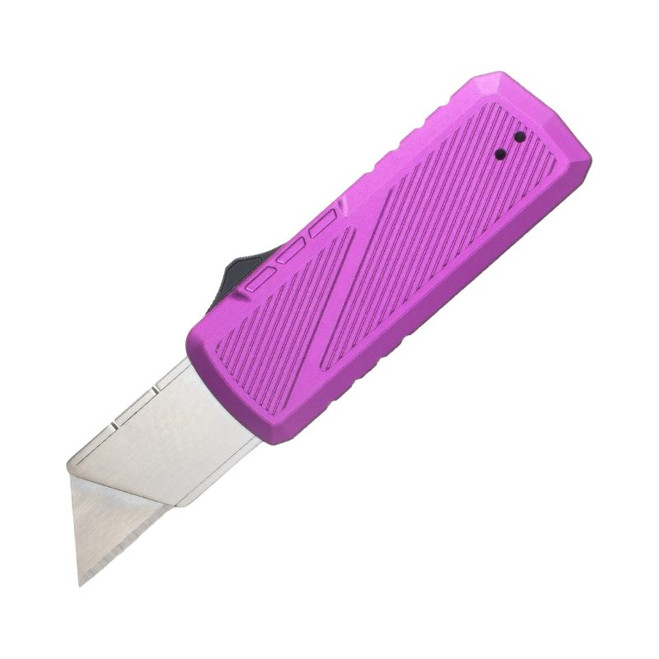 TacKnives Zipper OTF Automatic Utility Knife Purple Aluminum Handle SK5 Razor Blade Plain Edge