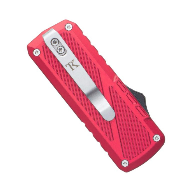 その他  2 TacKnives Zipper OTF Automatic Utility Knife Red Aluminum Handle
