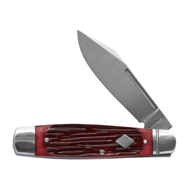 RoseCraft Barren Fork Jack Slip Joint Folding Knife Red Jigged