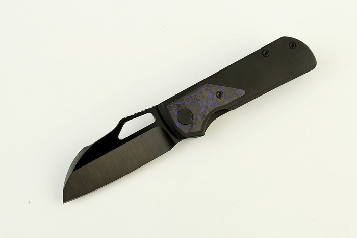 (Coming in March) Divo Knives Pony Stout V2 Folding Knife Black PVD Titanium w/ Purple Camo Carbon Satin DLC Vanax Blade