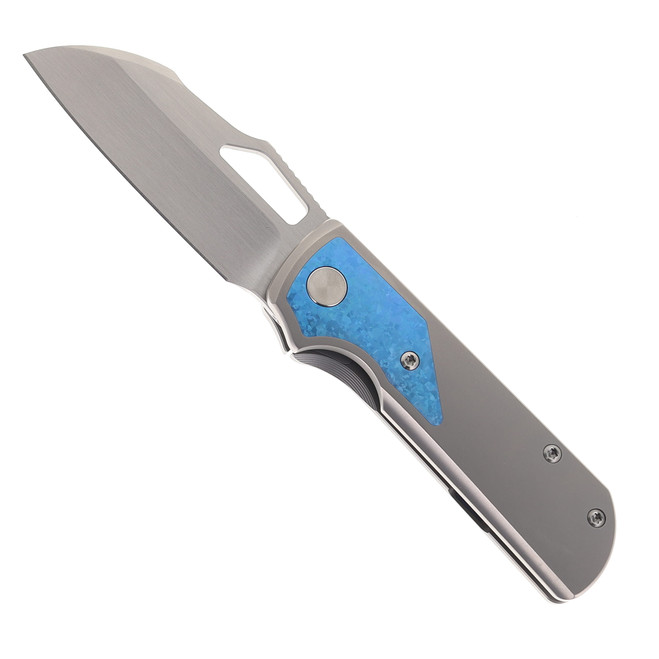 (Dropping 3-27 @12PM EST) Divo Knives Pony Stout V2 Folding Knife Bead Blasted w/ Blue Crystalized Titanium Satin Vanax Blade