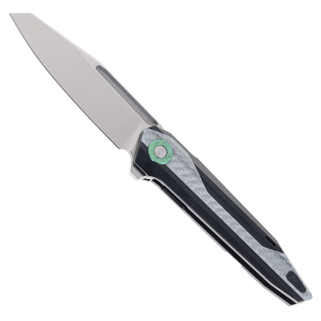 TwoSun Folding Knife Titanium/Carbon Fiber Handle M390 Plain Edge Stonewash Finish TS65