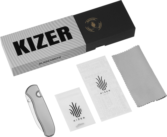 Kizer Drop Bear Zero Folding Knife Light Gray Aluminum Handle M390